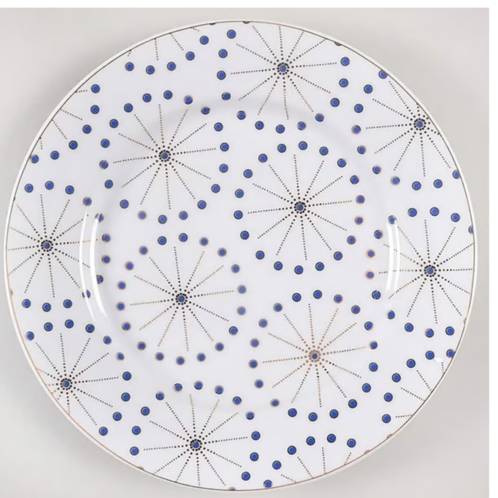 NWT Anthro Spal Forbury 8" Salad Side Plate Portugal 8” White Gold Star burst
